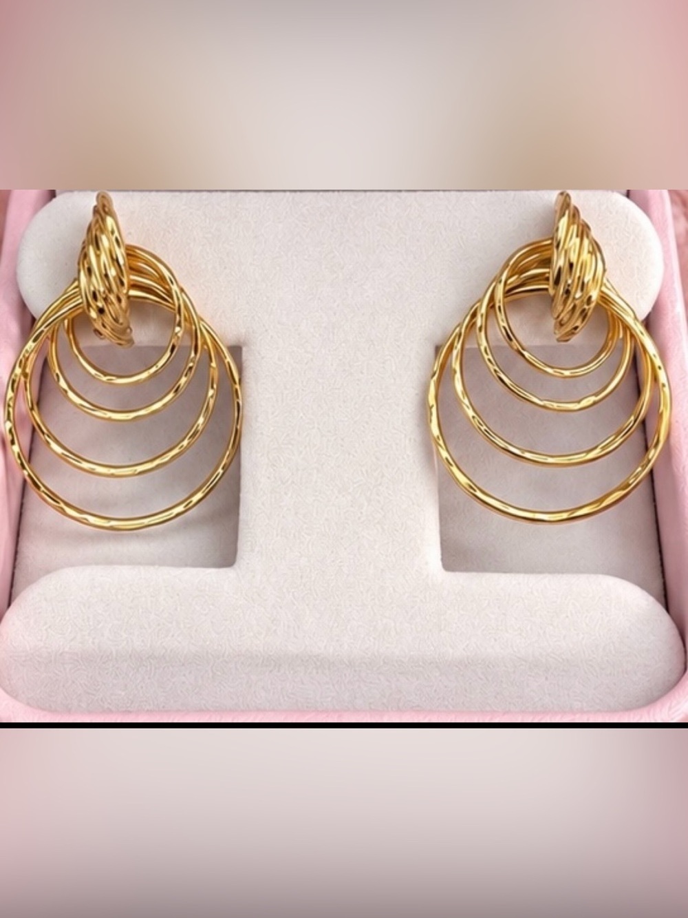 14K Gold Vintage Graduated Multi Hoop Diamond Cut Post Earrings FIRM THANK YOU - Picture 4 of 14